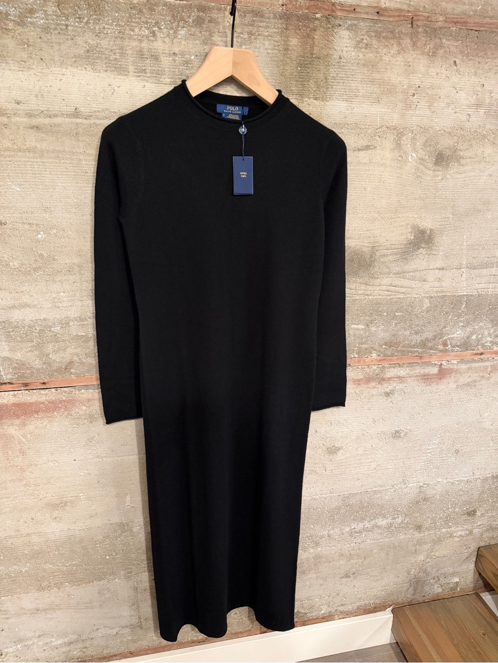 Polo by Ralph Lauren Cashmere Black Long-Sleeve Knit Midi Dress